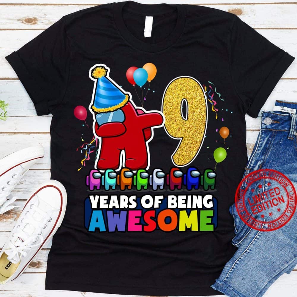 Personalized Name Age Among Us Birthday Funny Shirt