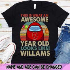 Personalized Name Age Among Us Birthday Shirt Cute