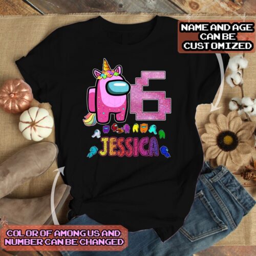 Personalized Name Age Among Us Birthday Shirt Funny Present