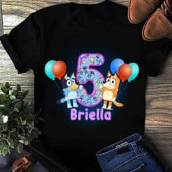 Personalized Name Age Bluey Birthday Shirt Cute Gift 1