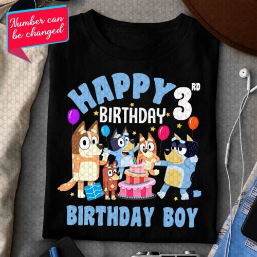Personalized Name Age Bluey Birthday Shirt Gift 1