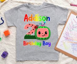 Personalized Name Age Cocomelon Birthday Shirt Onesis Kid Youth V-neck Unisex, Shirt 3