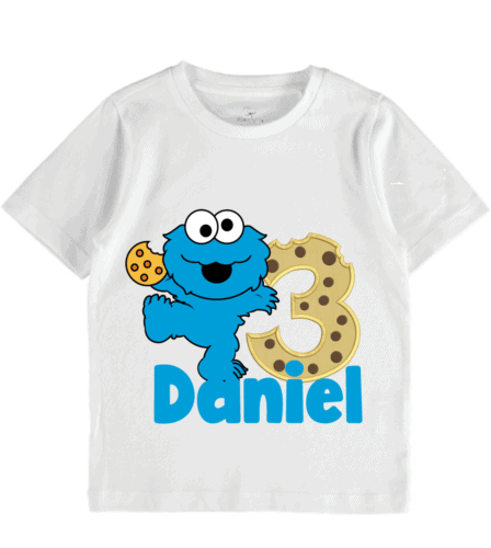 Personalized Name Age Cookie Monster Birthday Shirt Cool