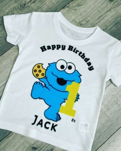 Personalized Name Age Cookie Monster Birthday Shirt Funny