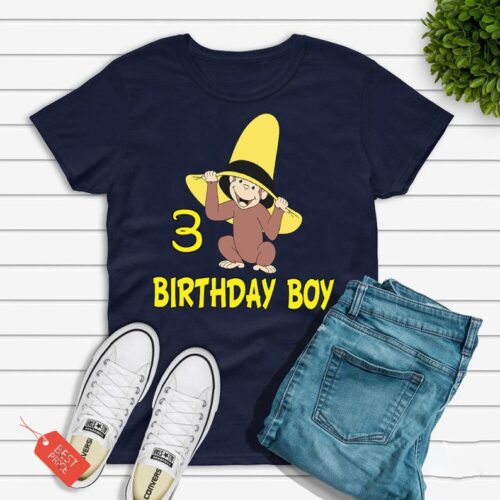Personalized Name Age Curious George Birthday Shirt Cool Gift