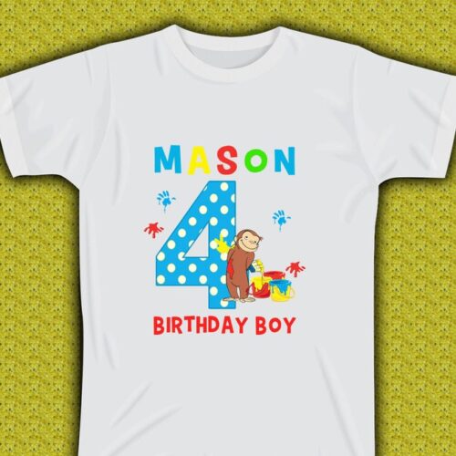 Personalized Name Age Curious George Birthday Shirt Cool Gifts