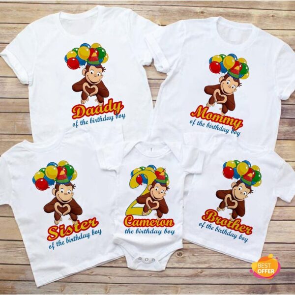 Personalized Name Age Curious George Birthday Shirt Cute Gift
