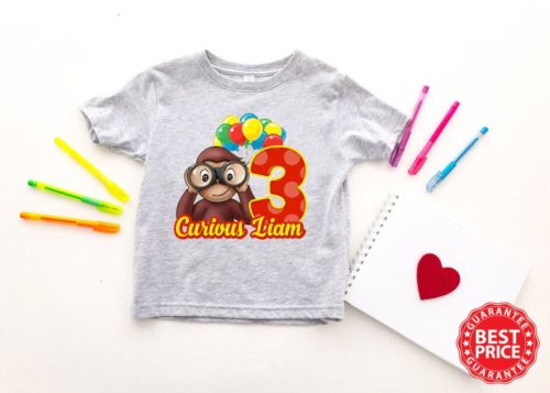 Personalized Name Age Curious George Birthday Shirt Cute Gifts 1