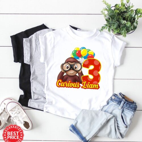 Personalized Name Age Curious George Birthday Shirt Cute Gifts