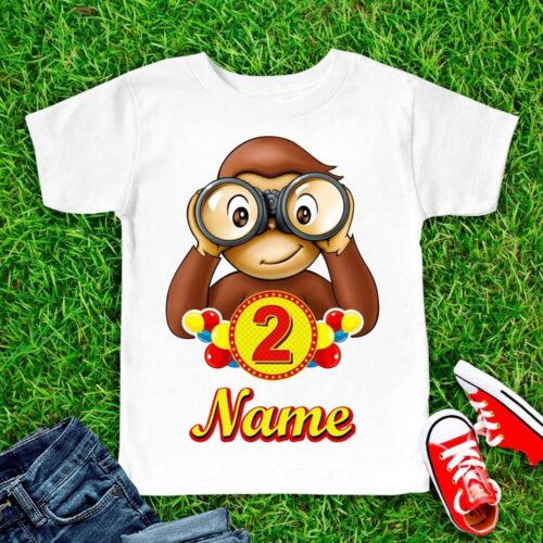 Personalized Name Age Curious George Birthday Shirt Funny
