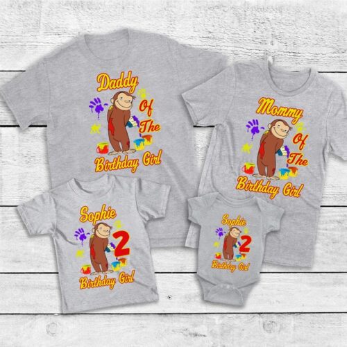 Personalized Name Age Curious George Birthday Shirt Funny Gift 2