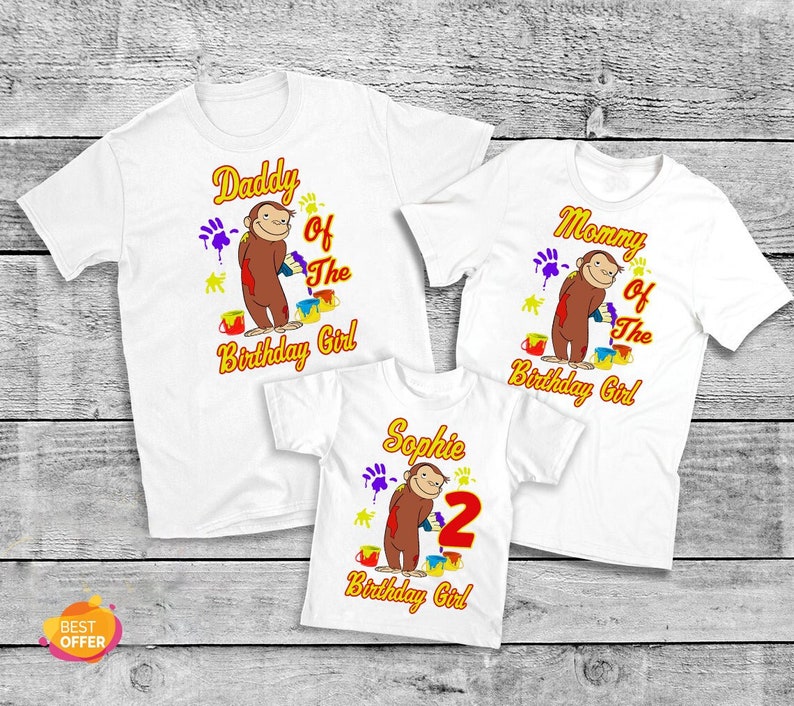 Personalized Name Age Curious George Birthday Shirt Funny Gift