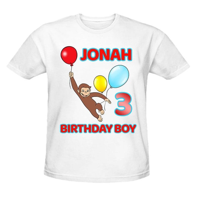 Personalized Name Age Curious George Birthday Shirt Gift 1
