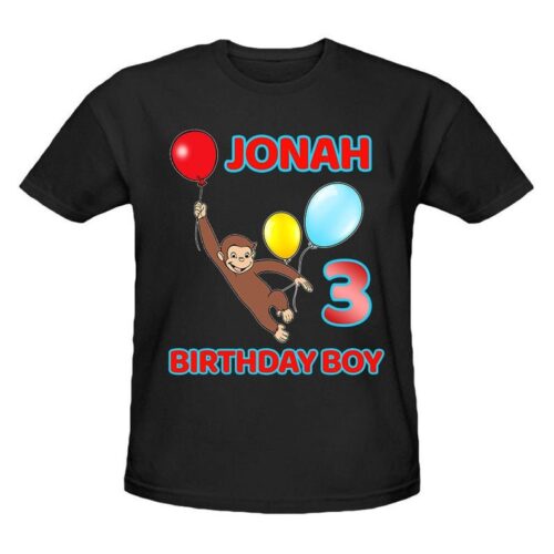 Personalized Name Age Curious George Birthday Shirt Gift