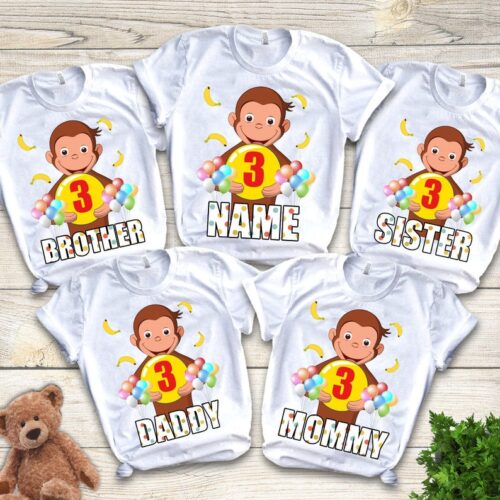 Personalized Name Age Curious George Birthday Shirt Present