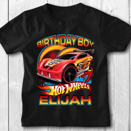 Personalized Name Age Hot Wheels Birthday Shirt Cool