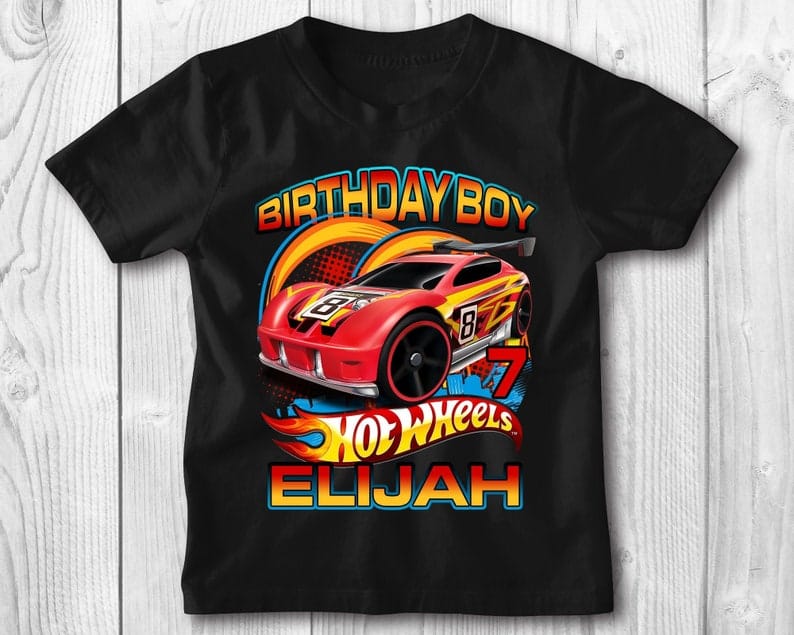 Personalized Name Age Hot Wheels Birthday Shirt Cool