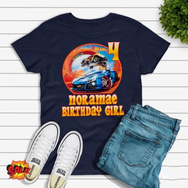 Personalized Name Age Hot Wheels Birthday Shirt Cute Gift