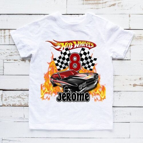Personalized Name Age Hot Wheels Birthday Shirt Cute Gifts