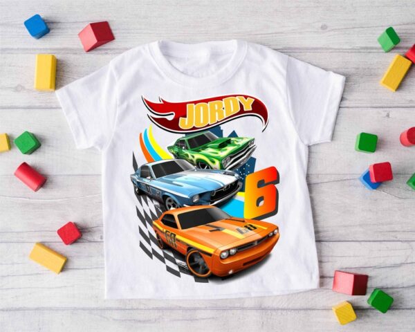Personalized Name Age Hot Wheels Birthday Shirt Cute Present