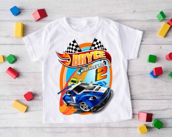Personalized Name Age Hot Wheels Birthday Shirt Funny