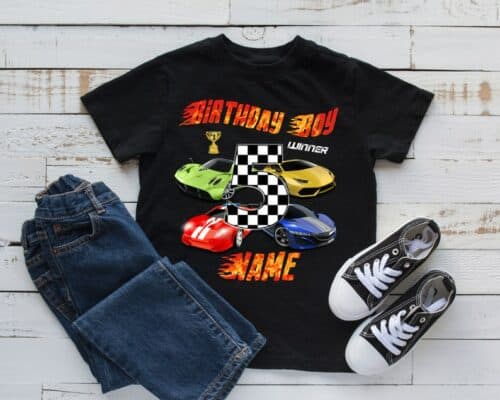 Personalized Name Age Hot Wheels Birthday Shirt Funny Gift