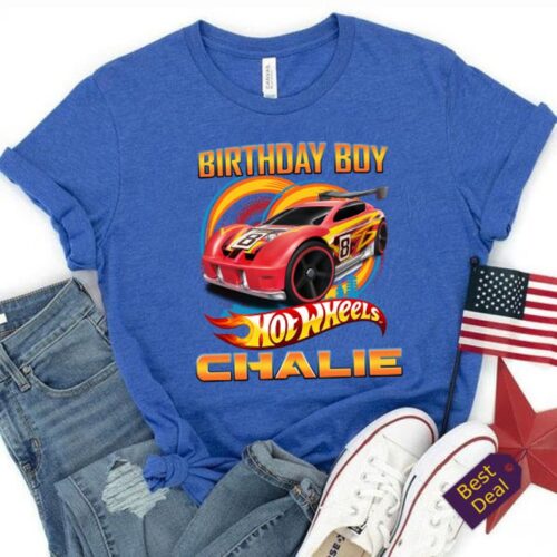 Personalized Name Age Hot Wheels Birthday Shirt Funny Gifts 1