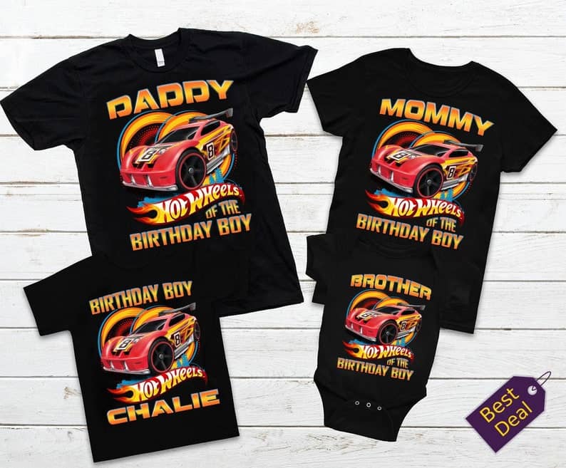 Personalized Name Age Hot Wheels Birthday Shirt Funny Gifts