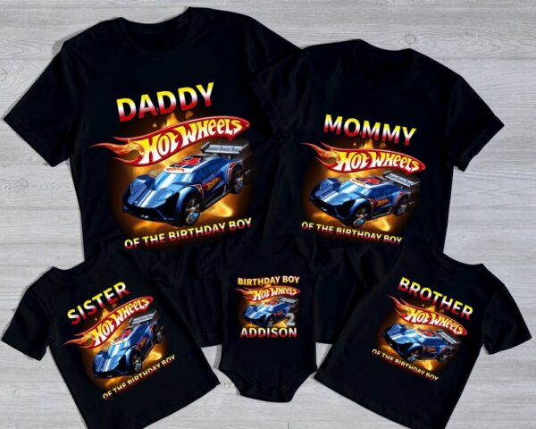 Personalized Name Age Hot Wheels Birthday Shirt Gift