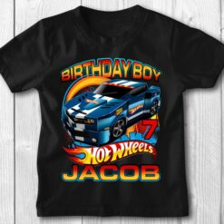 Personalized Name Age Hot Wheels Birthday Shirt Present