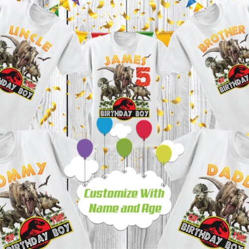 Personalized Name Age Jurassic Park Birthday Shirt Cool 2