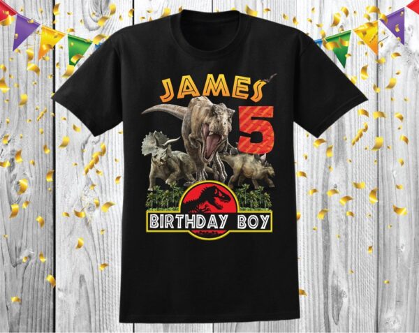 Personalized Name Age Jurassic Park Birthday Shirt Cool