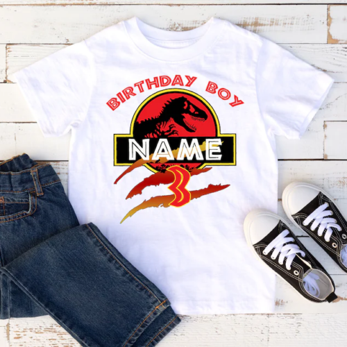 Personalized Name Age Jurassic Park Birthday Shirt Cute 1