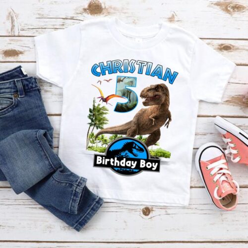 Personalized Name Age Jurassic Park Birthday Shirt Funny 1