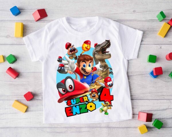 Personalized Name Age Mario Birthday Shirt Cool Presents