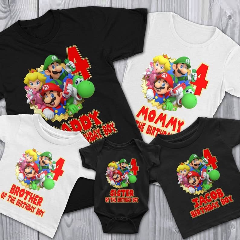 Personalized Name Age Mario Birthday Shirt Funny Gifts