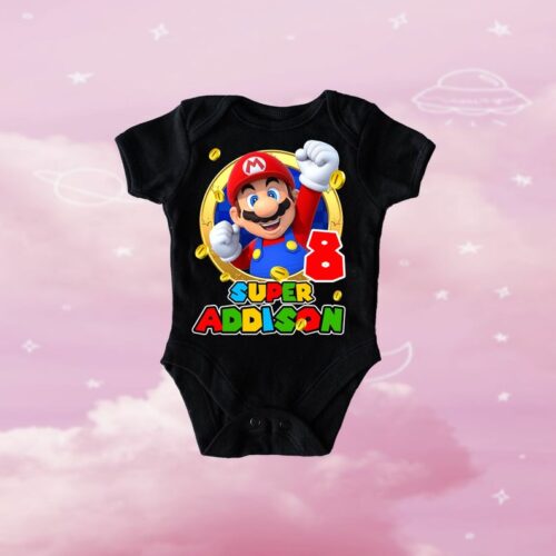 Personalized Name Age Mario Birthday Shirt Gift 1