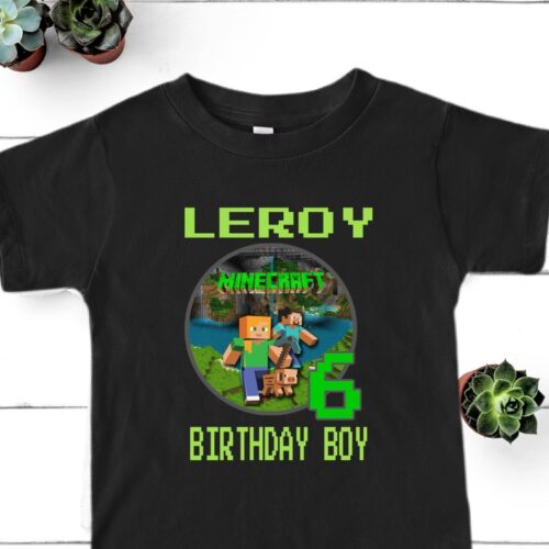 Personalized Name Age Minecraft Birthday Shirt Funny