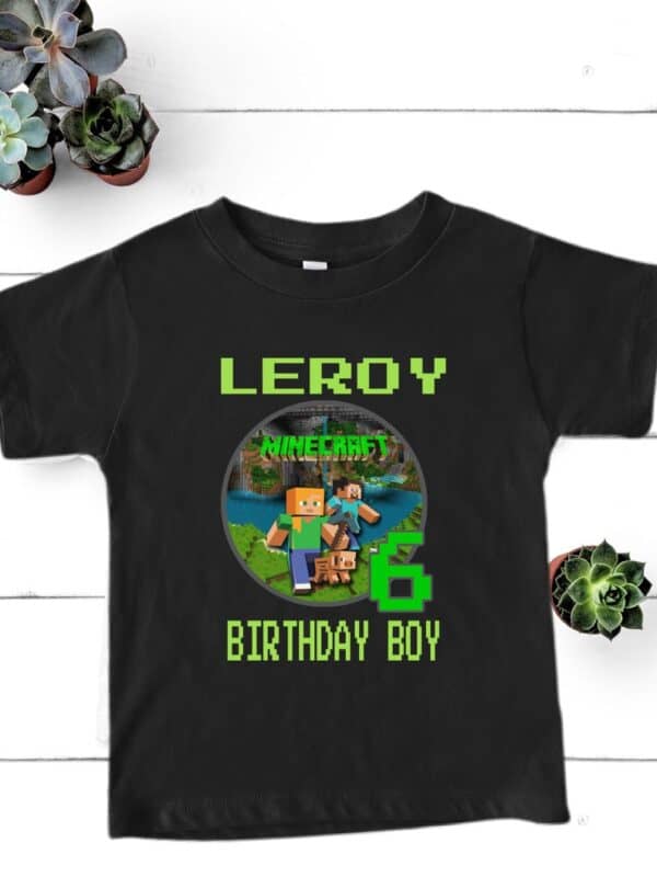 Personalized Name Age Minecraft Birthday Shirt Funny