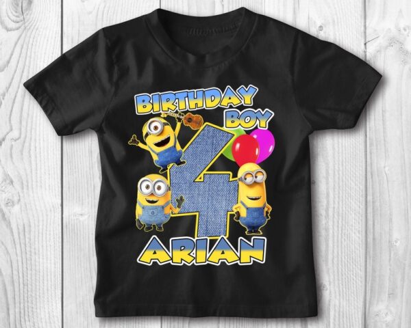 Personalized Name Age Minion Birthday Shirt Cute