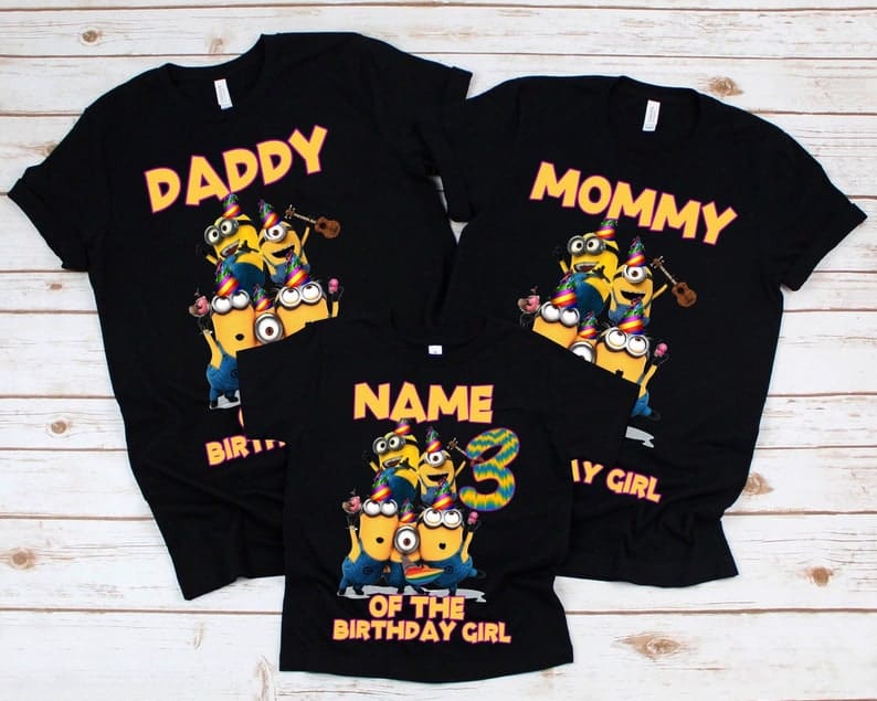 Personalized Name Age Minion Birthday Shirt Cute Gift