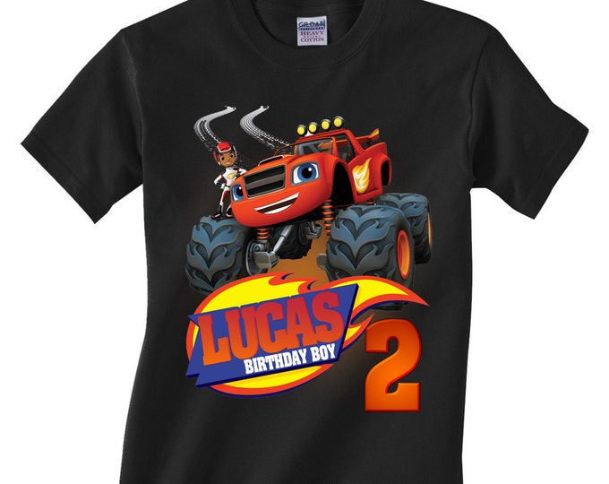 Personalized Name Age Monster Jam Birthday Shirt Gift
