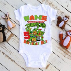 Personalized Name Age Ninja Turtle Birthday Shirt Cute Gifts 1
