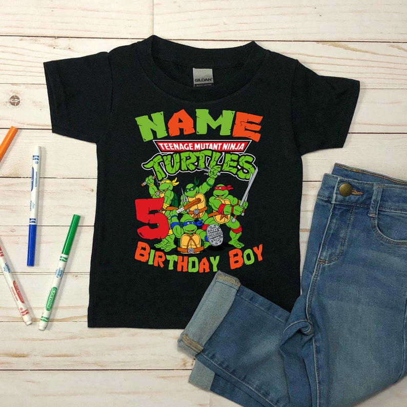 Personalized Name Age Ninja Turtle Birthday Shirt Cute Gifts