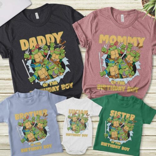 Personalized Name Age Ninja Turtle Birthday Shirt Funny