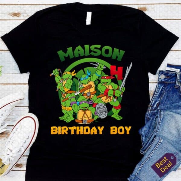 Personalized Name Age Ninja Turtle Birthday Shirt Funny Gift 1