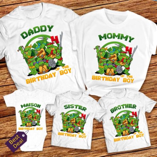 Personalized Name Age Ninja Turtle Birthday Shirt Funny Gift