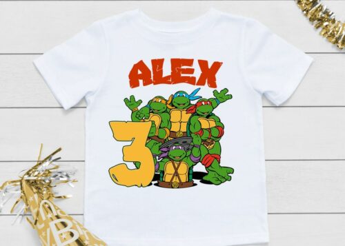 Personalized Name Age Ninja Turtle Birthday Shirt Gift Cool