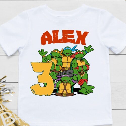 Personalized Name Age Ninja Turtle Birthday Shirt Gift Cool