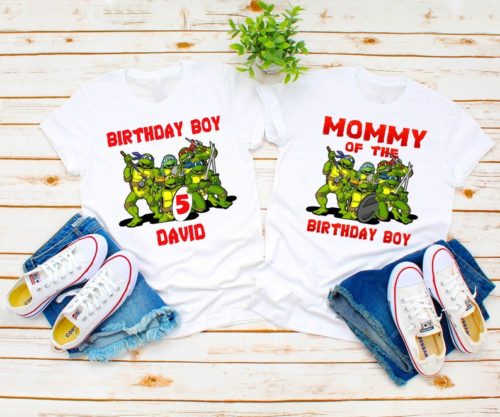 Personalized Name Age Ninja Turtle Birthday Shirt Gift Cute